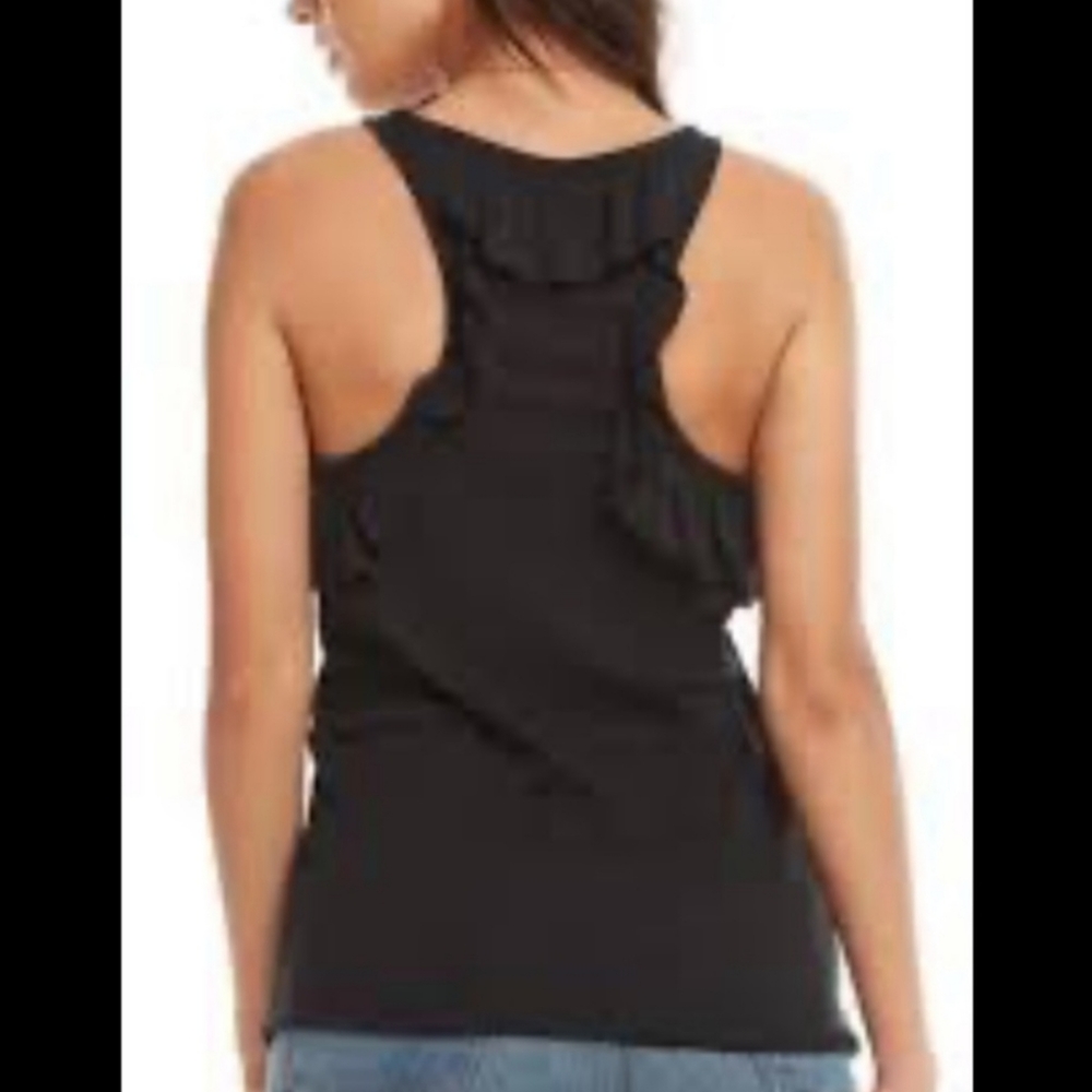 Chaser Black Rib Ruffle Back Racer Tank - Picture 5 of 6